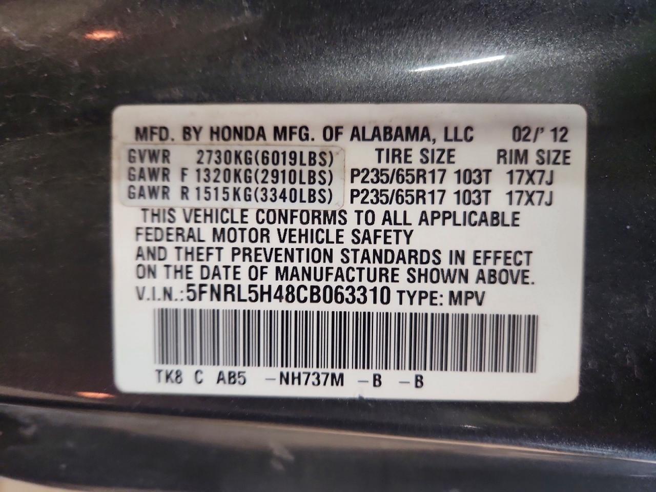 2012 HONDA ODYSSEY — фото 13