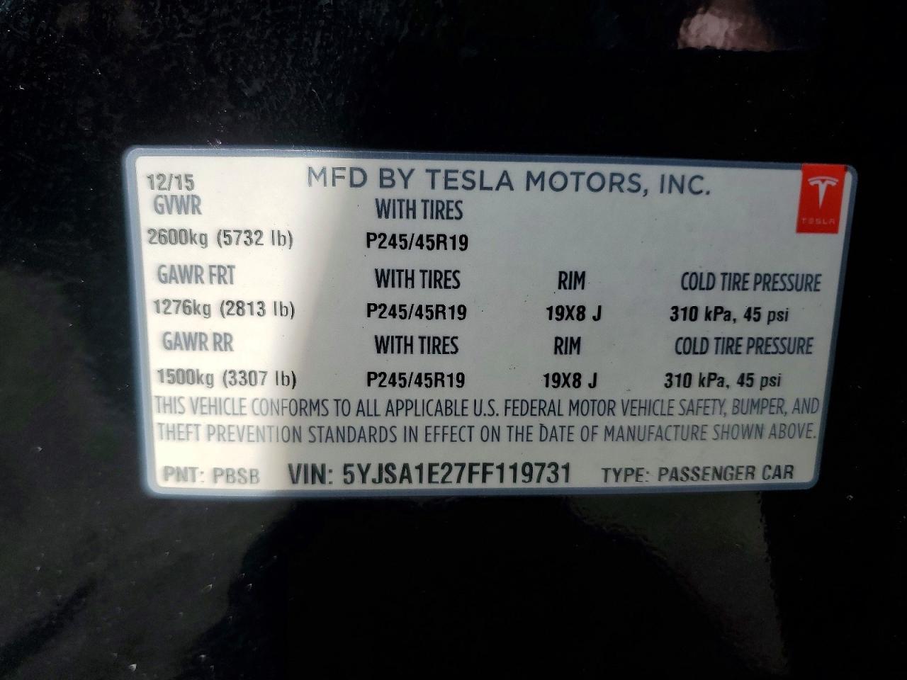 2015 TESLA MODEL S — фото 12