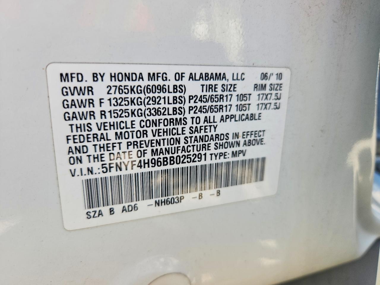 2011 HONDA PILOT — фото 13