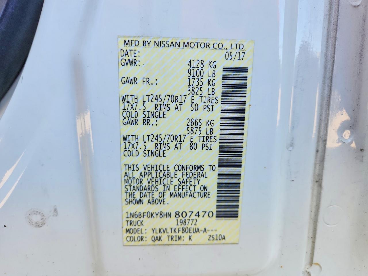 2017 NISSAN NV2500 — фото 13