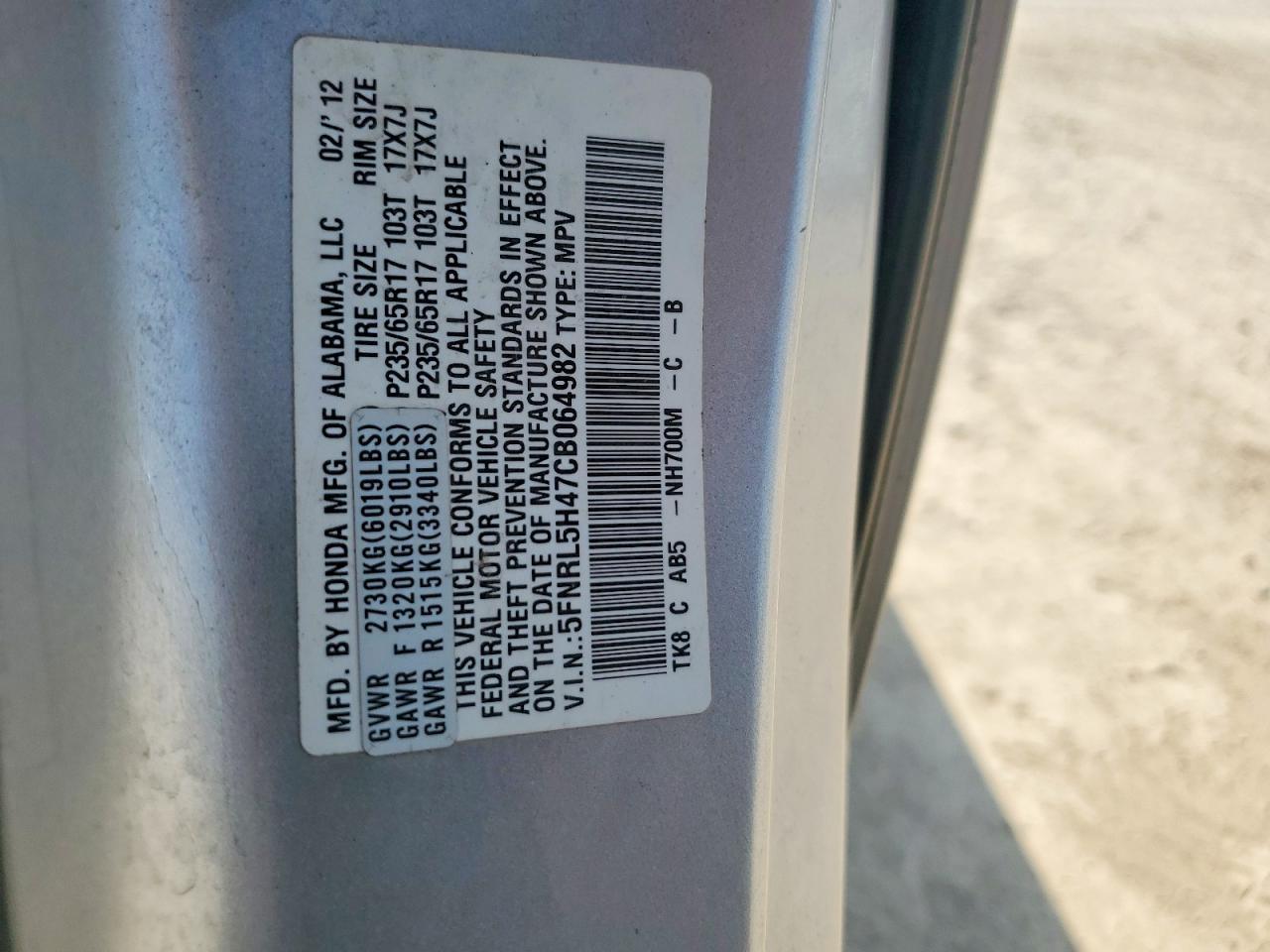 2012 HONDA ODYSSEY — фото 12