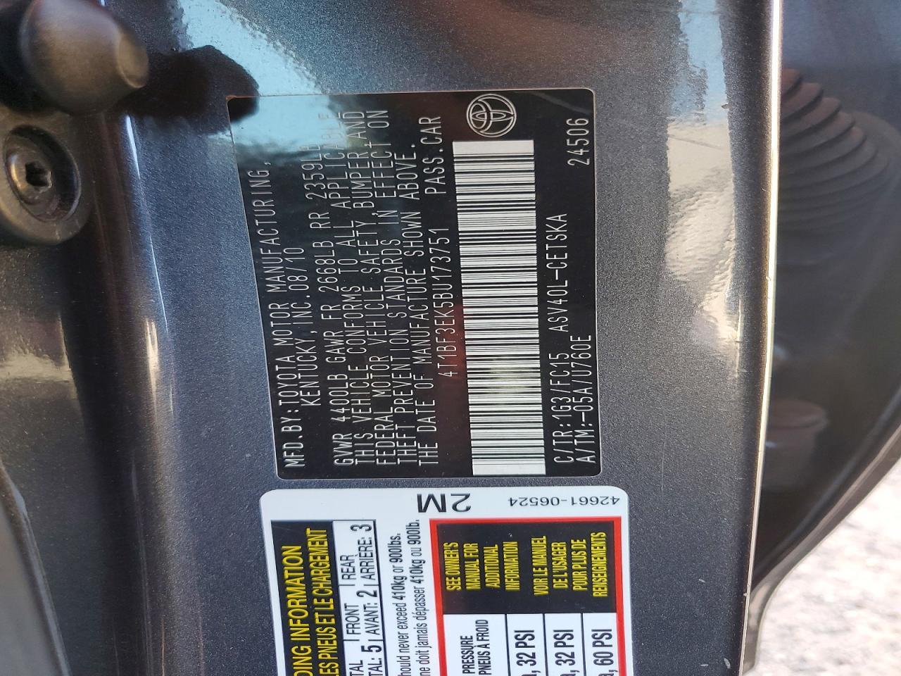 2011 TOYOTA CAMRY — фото 12