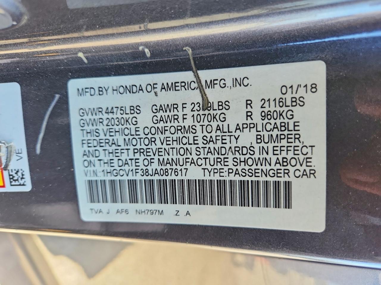 2018 HONDA ACCORD — фото 12