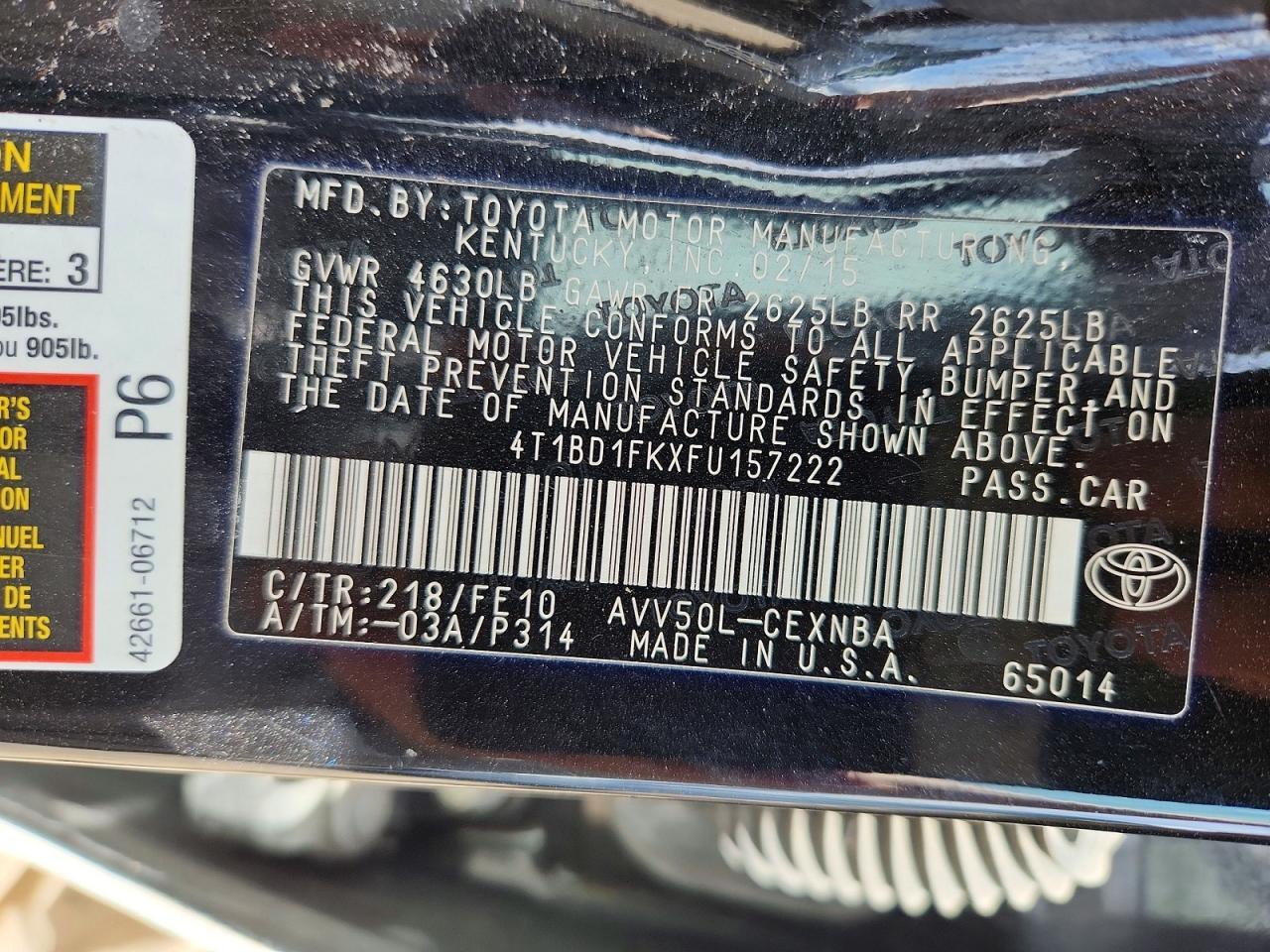 2015 TOYOTA CAMRY HYBRID — фото 12