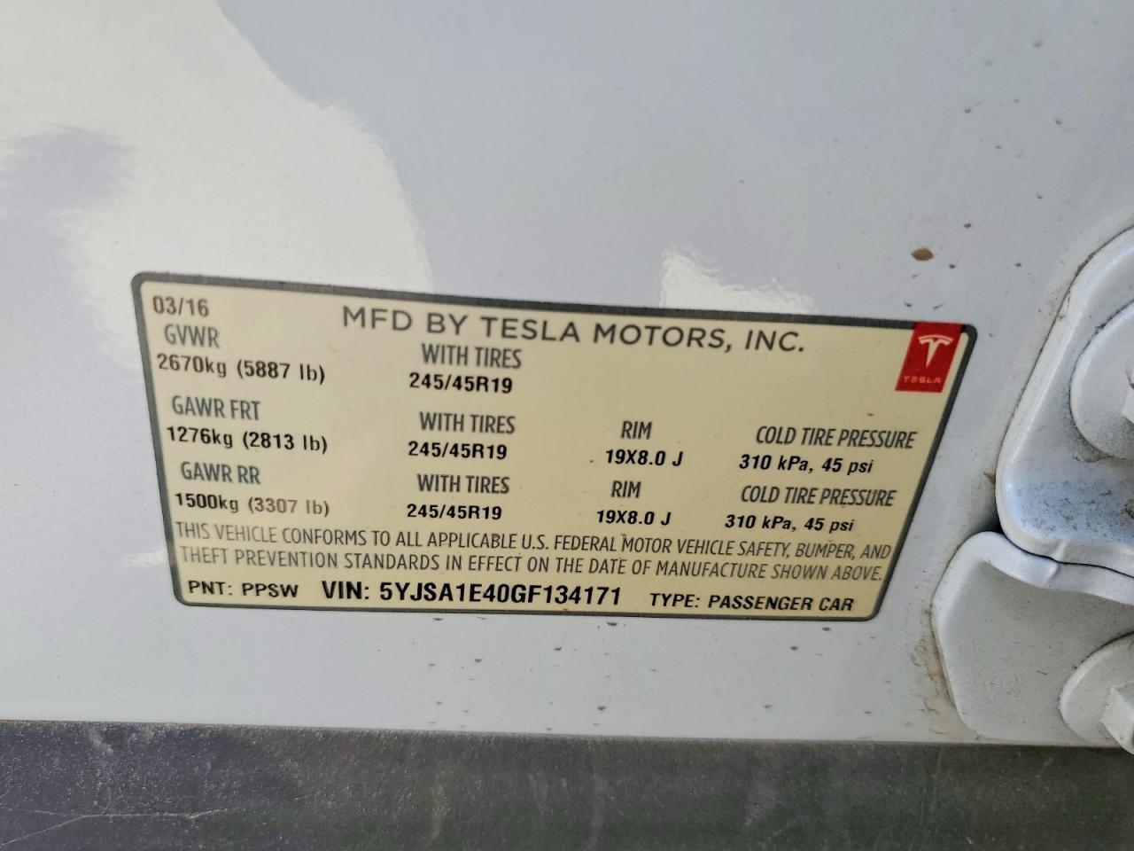 2016 TESLA MODEL S — фото 14