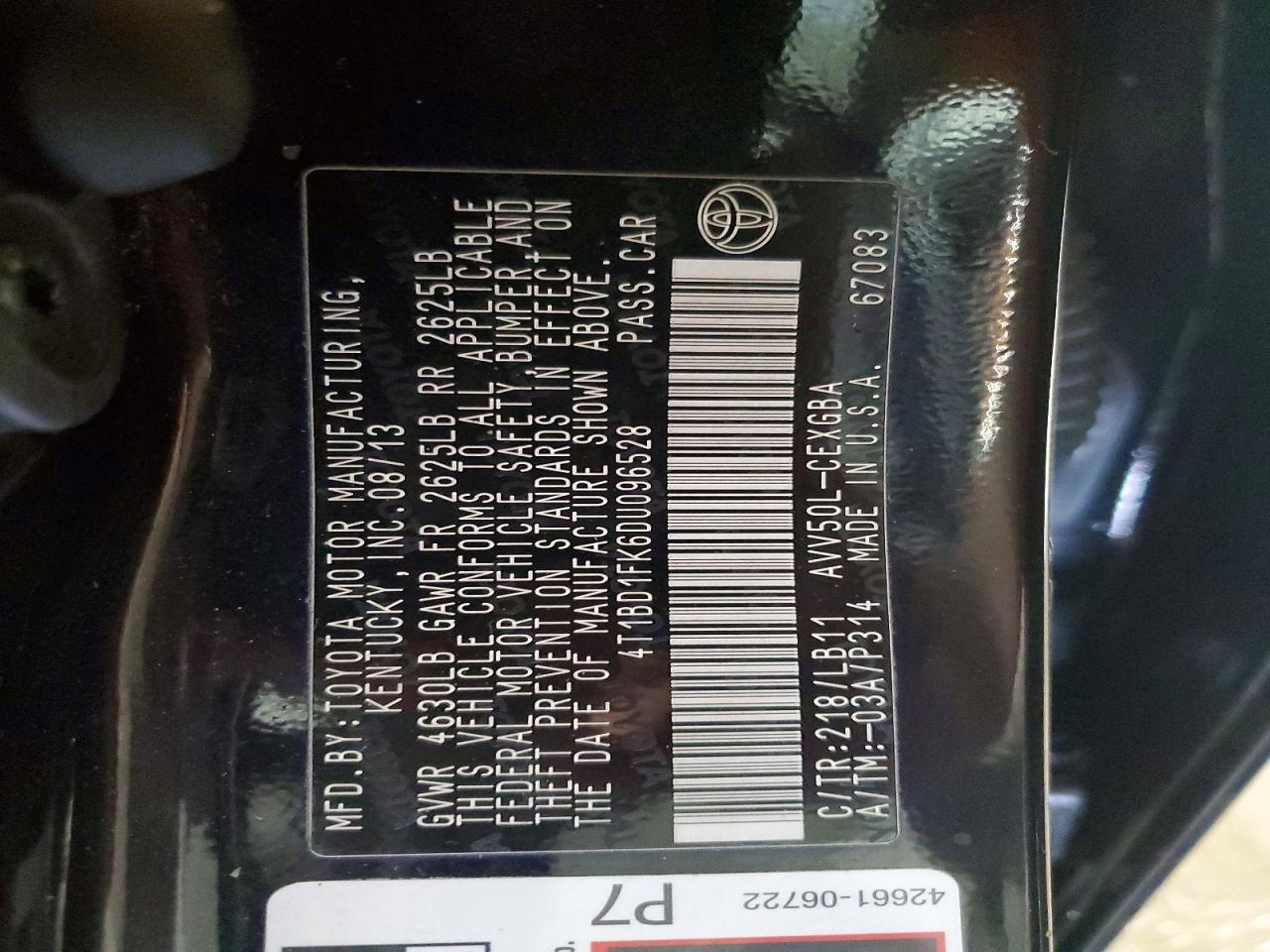 2013 TOYOTA CAMRY HYBRID — фото 12
