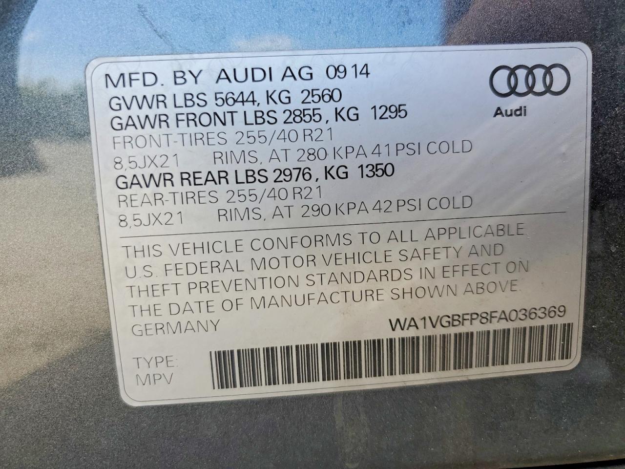 2015 AUDI SQ5 — фото 13