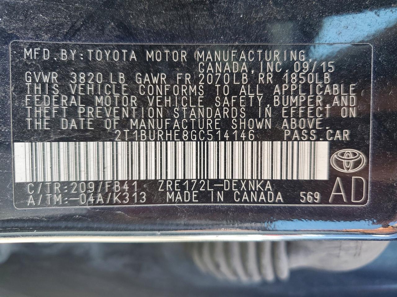 2016 TOYOTA COROLLA — фото 12