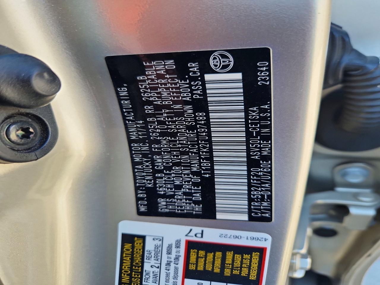 2015 TOYOTA CAMRY — фото 12
