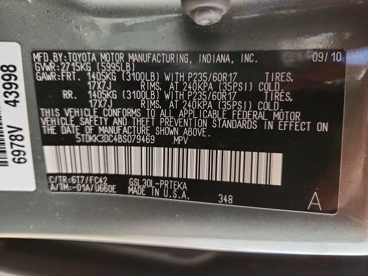 2011 TOYOTA SIENNA — фото 13