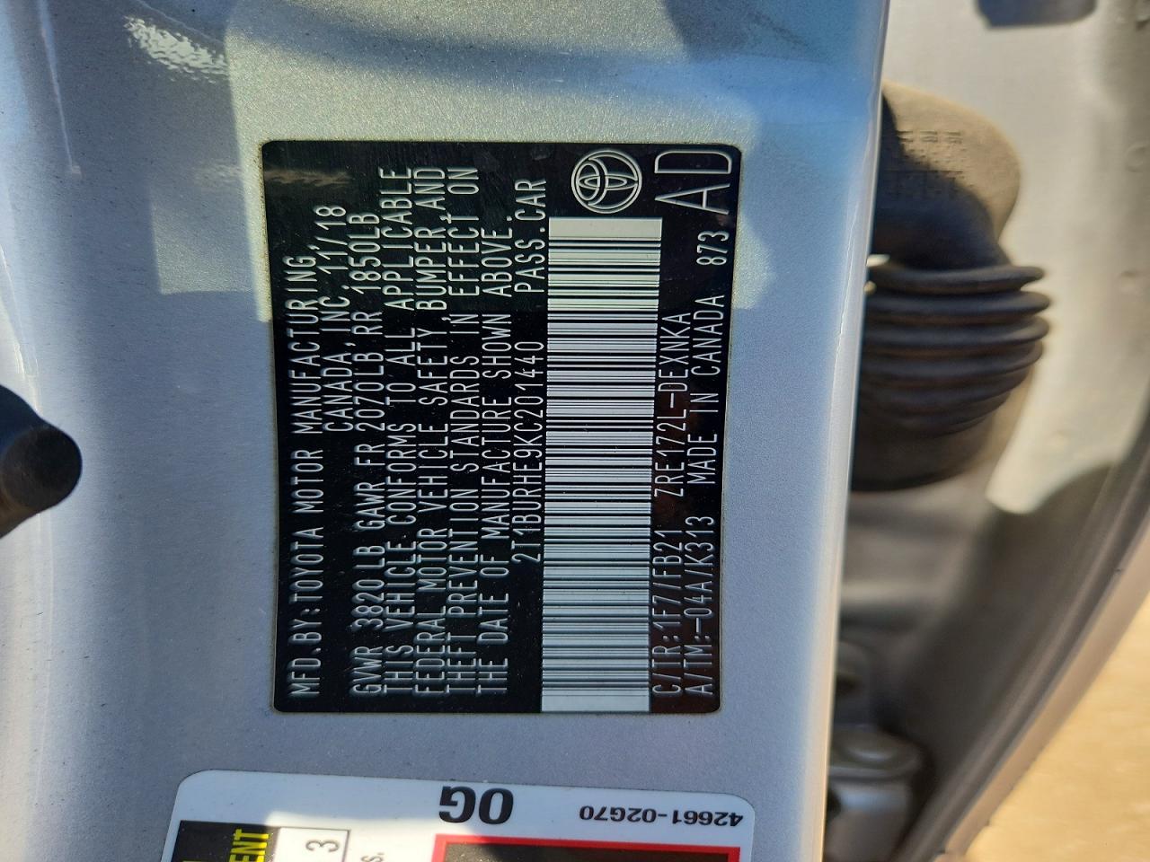 2019 TOYOTA COROLLA — фото 12