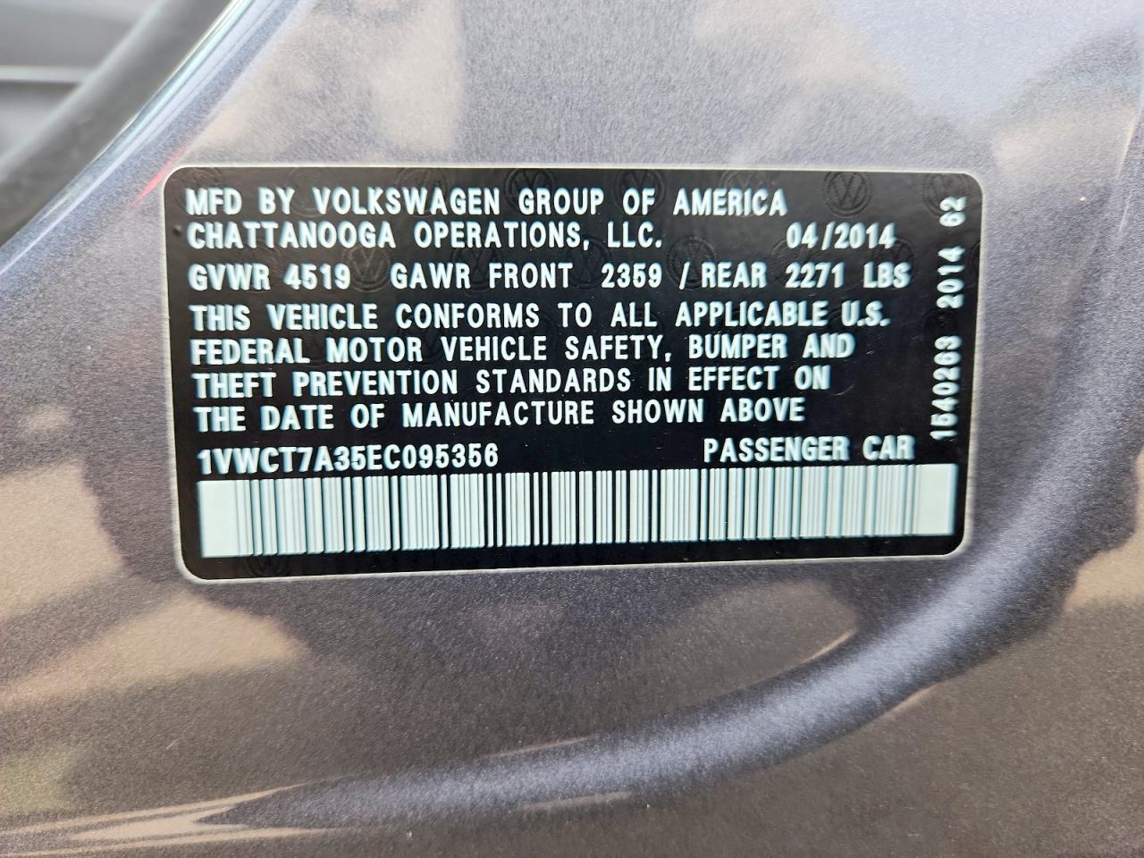 2014 VOLKSWAGEN PASSAT — фото 12