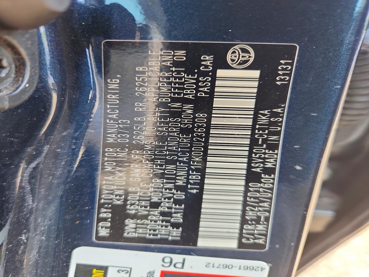 2013 TOYOTA CAMRY — фото 12