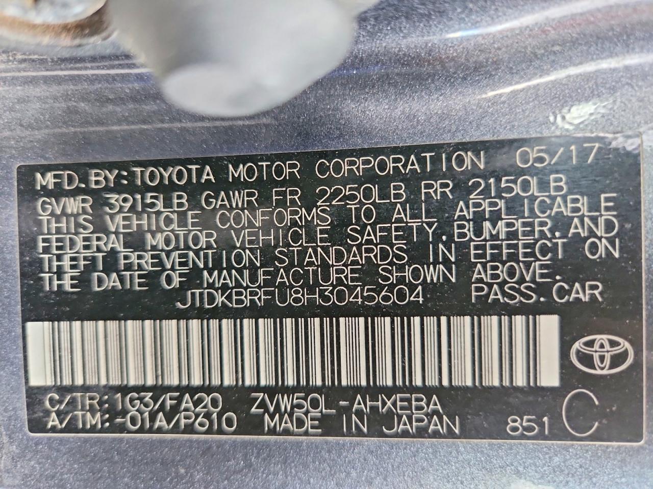 2017 TOYOTA PRIUS — фото 13