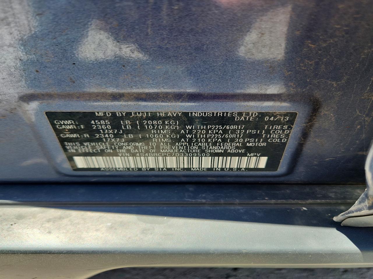 2013 SUBARU OUTBACK — фото 13