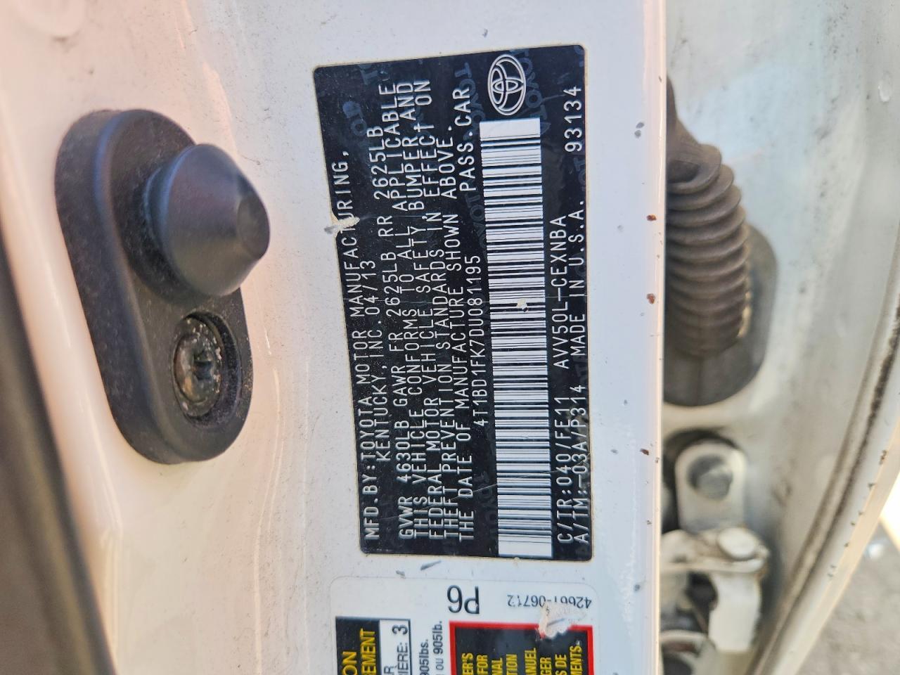 2013 TOYOTA CAMRY HYBRID — фото 13
