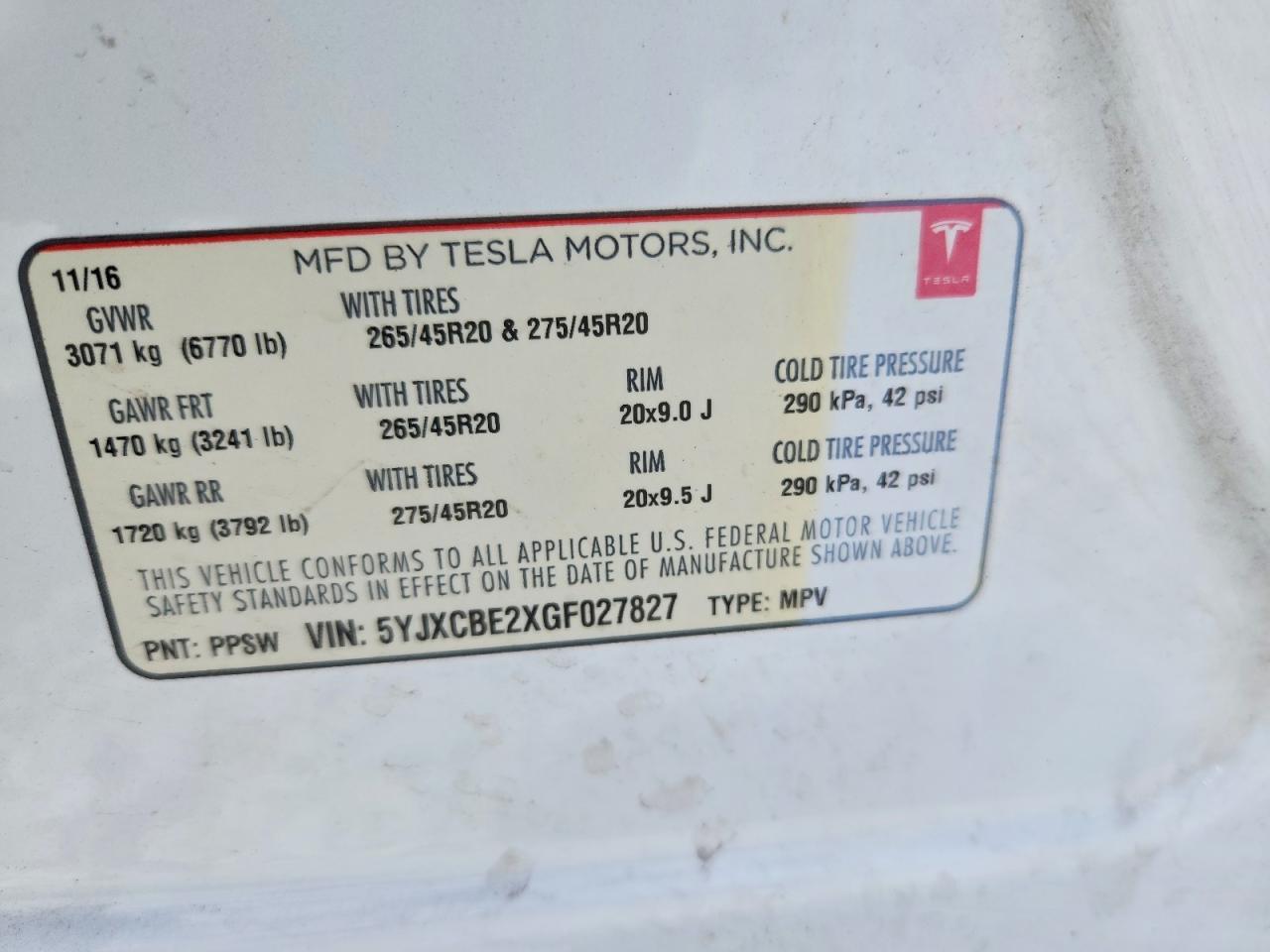 2016 TESLA MODEL X — фото 13
