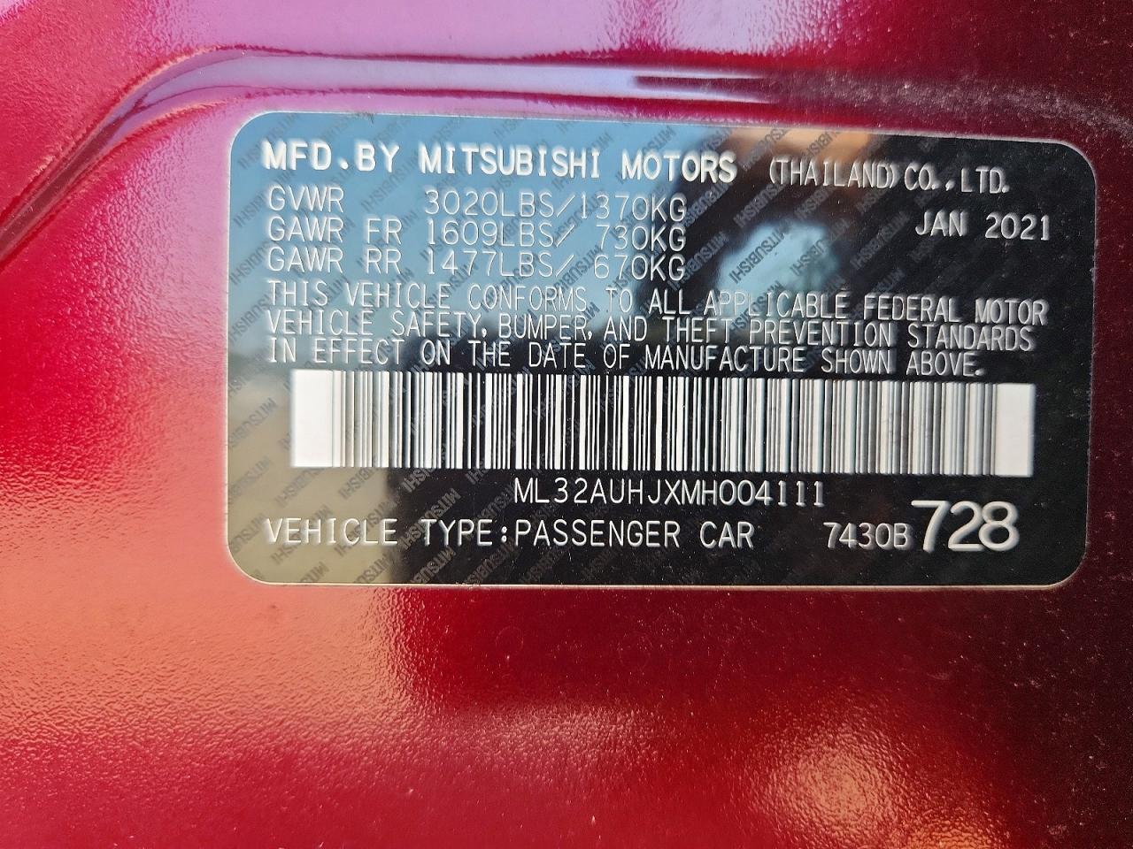 2021 MITSUBISHI MIRAGE — фото 13