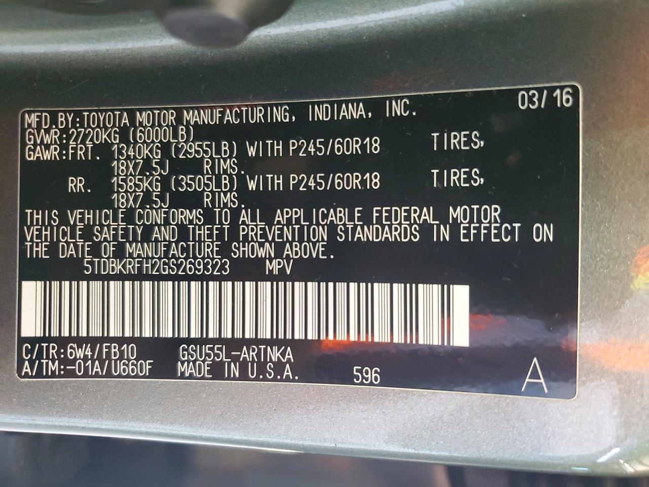 2016 TOYOTA HIGHLANDER — фото 13