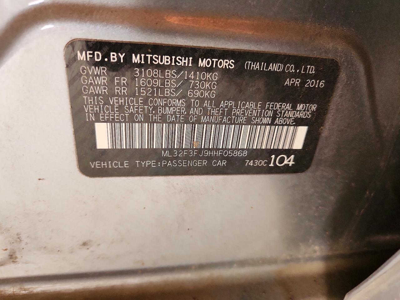 2017 MITSUBISHI MIRAGE — фото 12