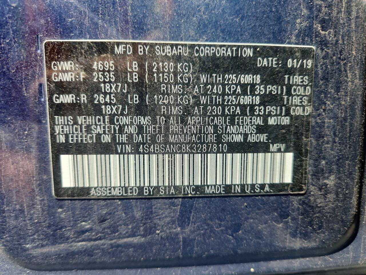 2019 SUBARU OUTBACK — фото 14