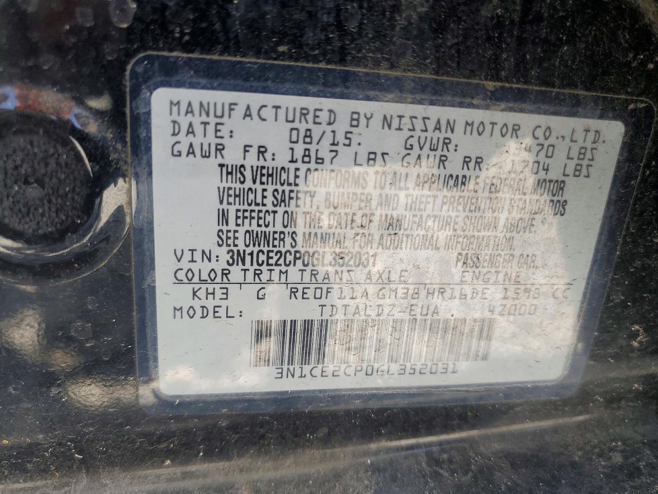 2016 NISSAN VERSA NOTE — фото 13