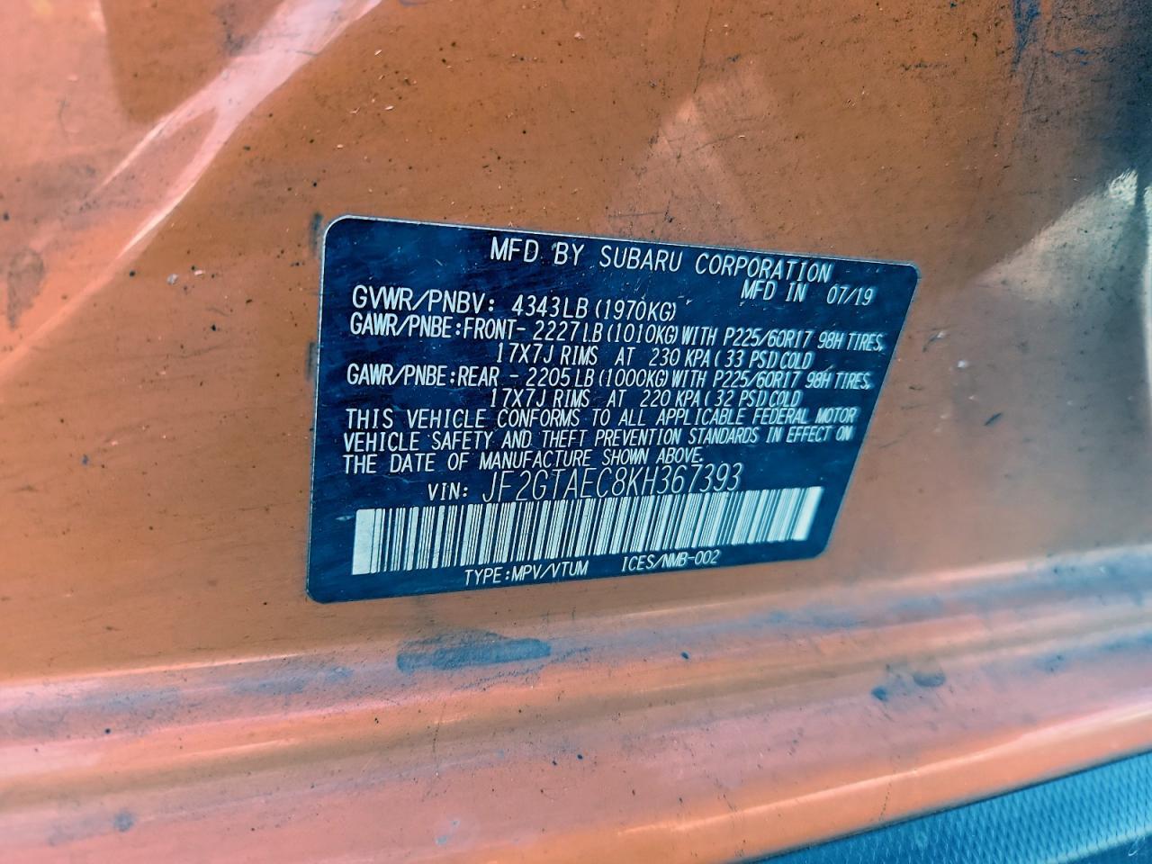 2019 SUBARU CROSSTREK — фото 12
